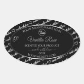 白黒ワードクラウドシルバープロダクトラベルロゴ 楕円形シール (正面)