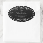 白黒ワードクラウドシルバープロダクトラベルロゴ 楕円形シール (バッグ)