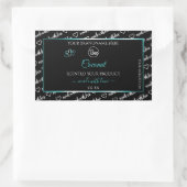 白黒ワードクラウドティール（緑がかった色）製品ラベルロゴ 長方形シール (バッグ)