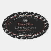 白黒ワードクラウドバーガンディ製品ラベルロゴ 楕円形シール (正面)