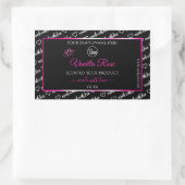 白黒ワードクラウドピンク製品ラベルロゴ 長方形シール (バッグ)