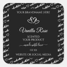 白黒ワードクラウド製品ラベルのハート