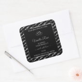 白黒ワードクラウド製品ラベルシルバーハート スクエアシール (封筒)