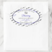 白黒ワードクラウド製品ラベルブルーロゴ 楕円形シール (バッグ)