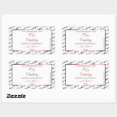 白黒ワードクラウド製品ラベル赤いハート 長方形シール (シート)