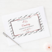 白黒ワードクラウド製品ラベル赤いハート 長方形シール (封筒)