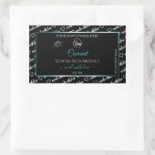 白黒ワードクラウド ティール 商品ラベル ロゴ 長方形シール (バッグ)