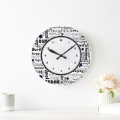 白黒ワード前向きタイポグラフィ時計 ラージ壁時計 (ホーム)