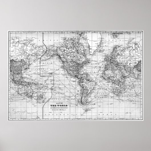 白黒ワールドマップ(1901) ポスター (正面)