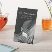 白黒ヴァイオリンミュージシャンお祝いオブ・ライフ 台座サイン (インサイチュ)