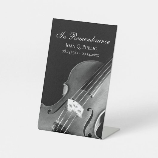 白黒ヴァイオリンミュージシャンお祝いオブ・ライフ 台座サイン (正面)