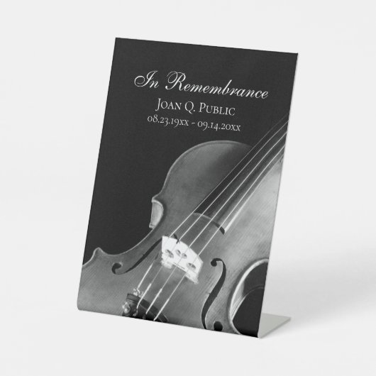 白黒ヴァイオリンミュージシャンお祝いオブ・ライフ 台座サイン (正面)