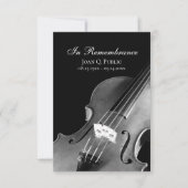 白黒ヴァイオリンミュージシャン葬儀悔やみや弔慰 サンキューカード (正面)