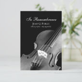 白黒ヴァイオリンミュージシャン葬儀悔やみや弔慰 サンキューカード (スタンド正面)
