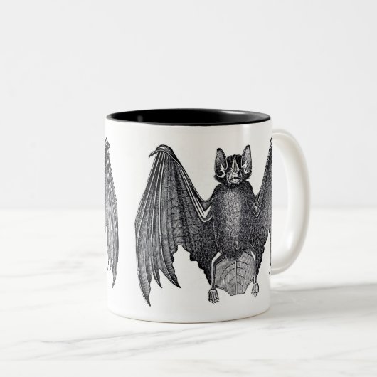 白黒ヴィンテージこうもりマグ ツートーンマグカップ (正面右)