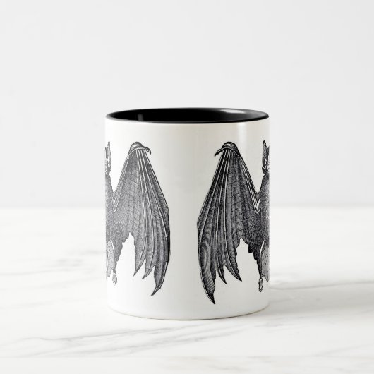 白黒ヴィンテージこうもりマグ ツートーンマグカップ (中央)