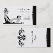 白黒ヴィンテージのアールデコの美しいかファッション 名刺 (正面/裏面)