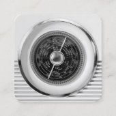 白黒ヴィンテージのイギリスの無線のダイヤル- スクエア名刺 (正面)