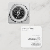 白黒ヴィンテージのイギリスの無線のダイヤル- スクエア名刺 (正面/裏面)