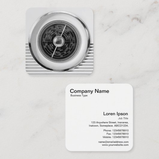 白黒ヴィンテージのイギリスの無線のダイヤル- スクエア名刺 (正面/裏面)