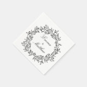 白黒ヴィンテージのエレガント葉 スタンダードカクテルナプキン (角)
