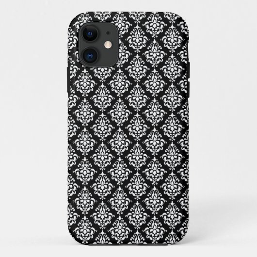 白黒ヴィンテージのダマスク織パターン1 Case-Mate iPhoneケース (裏面)