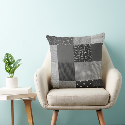 白黒ヴィンテージのパッチワークの生地のデザイン クッション (椅子)