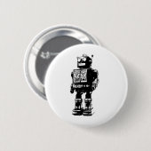 白黒ヴィンテージのロボット 缶バッジ (正面&裏面)