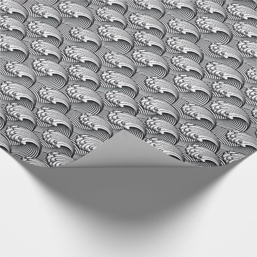 白黒ヴィンテージの日本のな波 ラッピングペーパー (角)