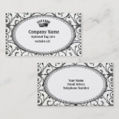 白黒ヴィンテージの王冠の名刺 名刺 (正面/裏面)