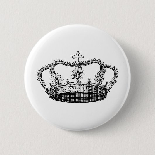 白黒ヴィンテージの王冠 缶バッジ (正面)