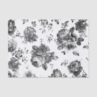 白黒ヴィンテージの花柄のティッシュペーパー 薄葉紙