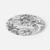 白黒ヴィンテージの花柄のプレート ペーパープレート (アングル)