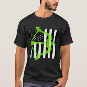 白黒ヴィンテージアメリカンフラッグアーチェリーボウ Tシャツ