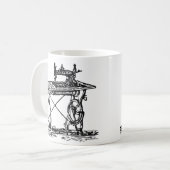 白黒ヴィンテージアンティーク裁縫機 コーヒーマグカップ (正面左)