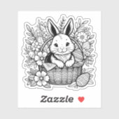 白黒ヴィンテージイースターバニーウサギ シール (シート)