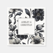 白黒ヴィンテージエレガントな結婚式テンプレート スタンダードカクテルナプキン (正面)