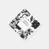 白黒ヴィンテージエレガントな結婚式テンプレート スタンダードカクテルナプキン (角)