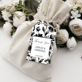白黒ヴィンテージエレガントな結婚式 ギフトタグ