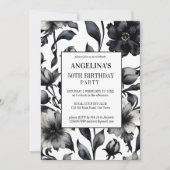 白黒ヴィンテージエレガントな誕生日パーティー 招待状 (正面)