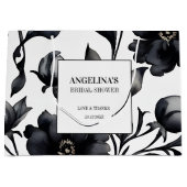 白黒ヴィンテージエレガントブライダルシャワー ラージペーパーバッグ (正面)