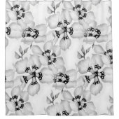白黒ヴィンテージエレガント花柄 シャワーカーテン (正面)