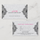 白黒ヴィンテージオーナメントアポイントメントカード 予約カード (正面/裏面)