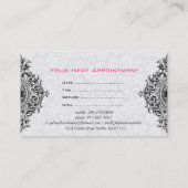 白黒ヴィンテージオーナメントアポイントメントカード 予約カード (裏面)
