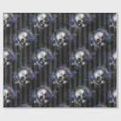白黒ヴィンテージグランジフローラスカル ラッピングペーパー (フラット)