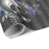 白黒ヴィンテージグランジフローラスカル ラッピングペーパー (ロールコーナー)