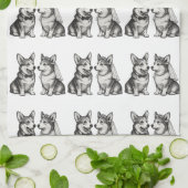 白黒ヴィンテージコお洒落ルギ結婚ズ キッチンタオル (折り畳み)