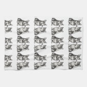 白黒ヴィンテージコお洒落ルギ結婚ズ キッチンタオル (横)