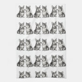 白黒ヴィンテージコお洒落ルギ結婚ズ キッチンタオル (縦)