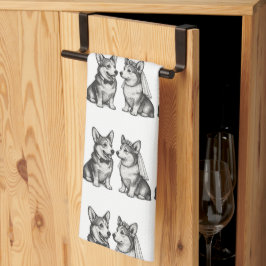 白黒ヴィンテージコお洒落ルギ結婚ズ キッチンタオル